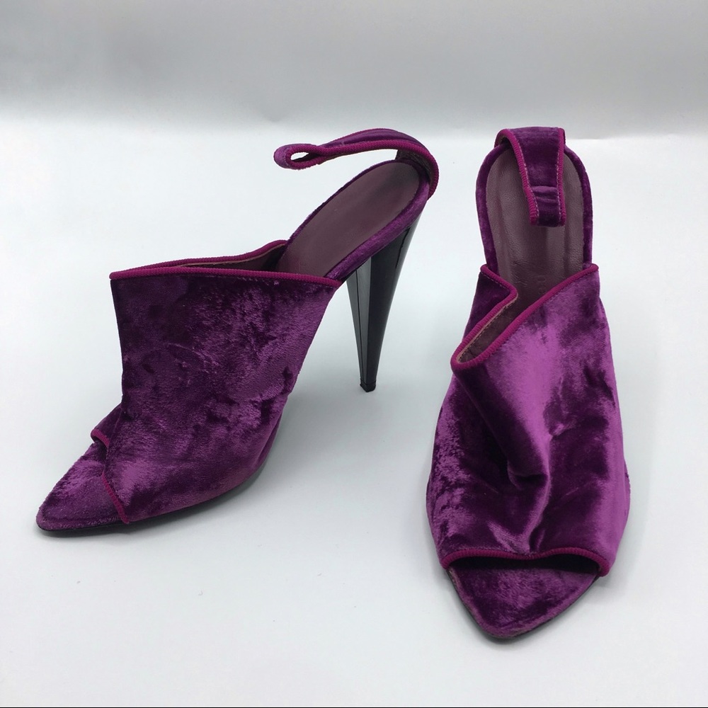 [JENNI KAYNE] Velvet Open Toe High Heel Mules 40